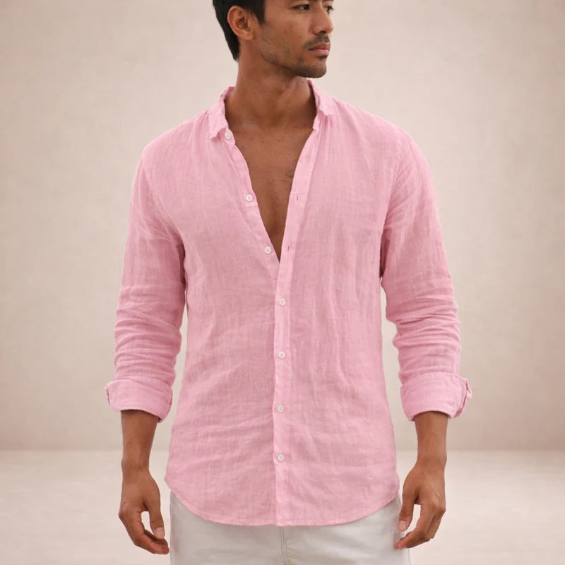 The Ravenna Men's Relaxed Fit Linen Button Up Shirt