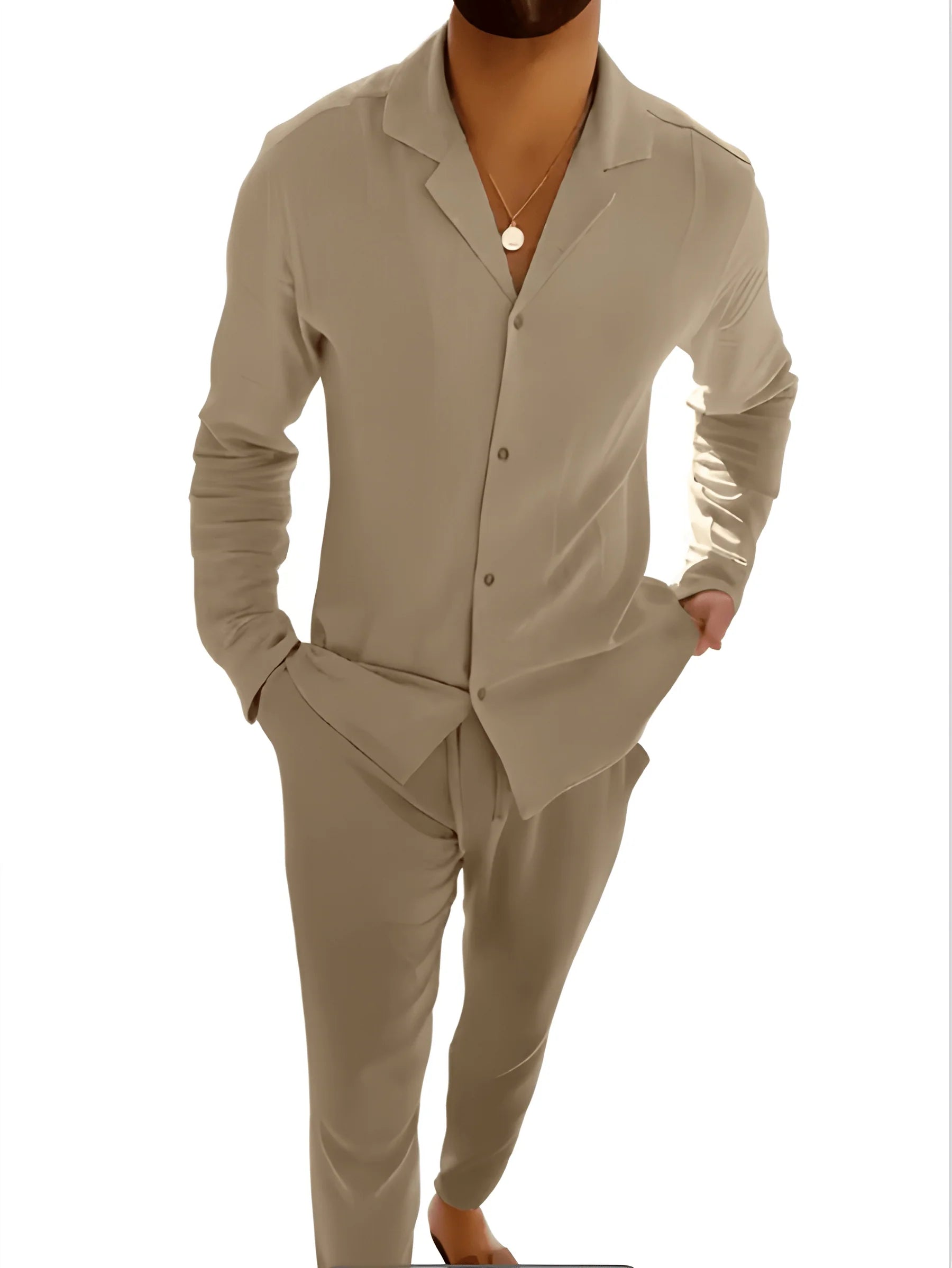 The Asti Men's Breathable Fit Linen Shirt and Trouser Set