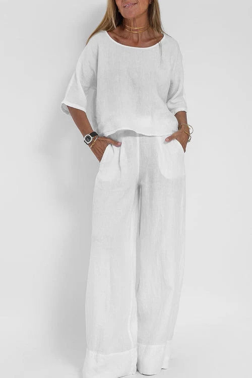 Women's Relaxed Top and Wide Leg Pants Set