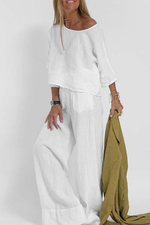 Women's Relaxed Top and Wide Leg Pants Set