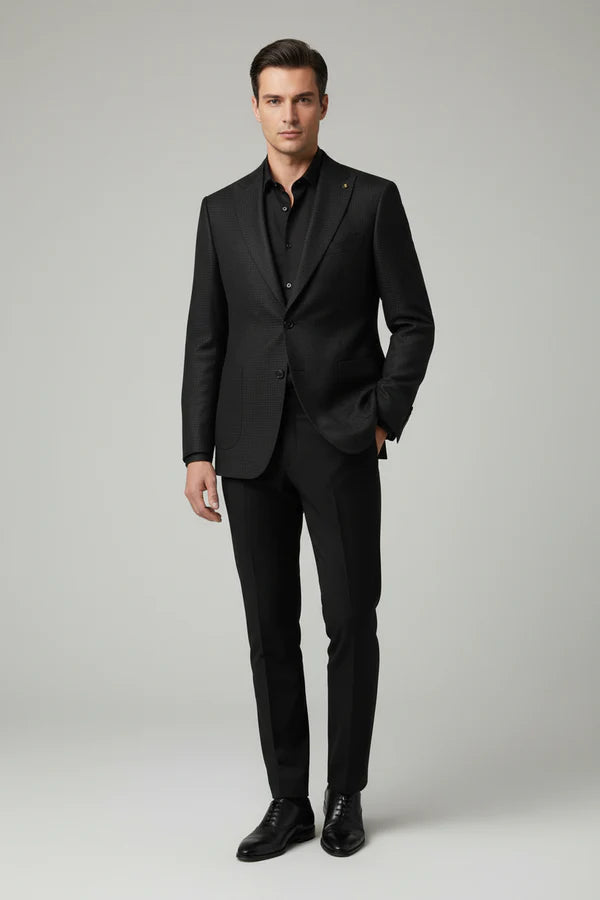 The Henderson Men's Smart Slim Fit Business Blazer - Black