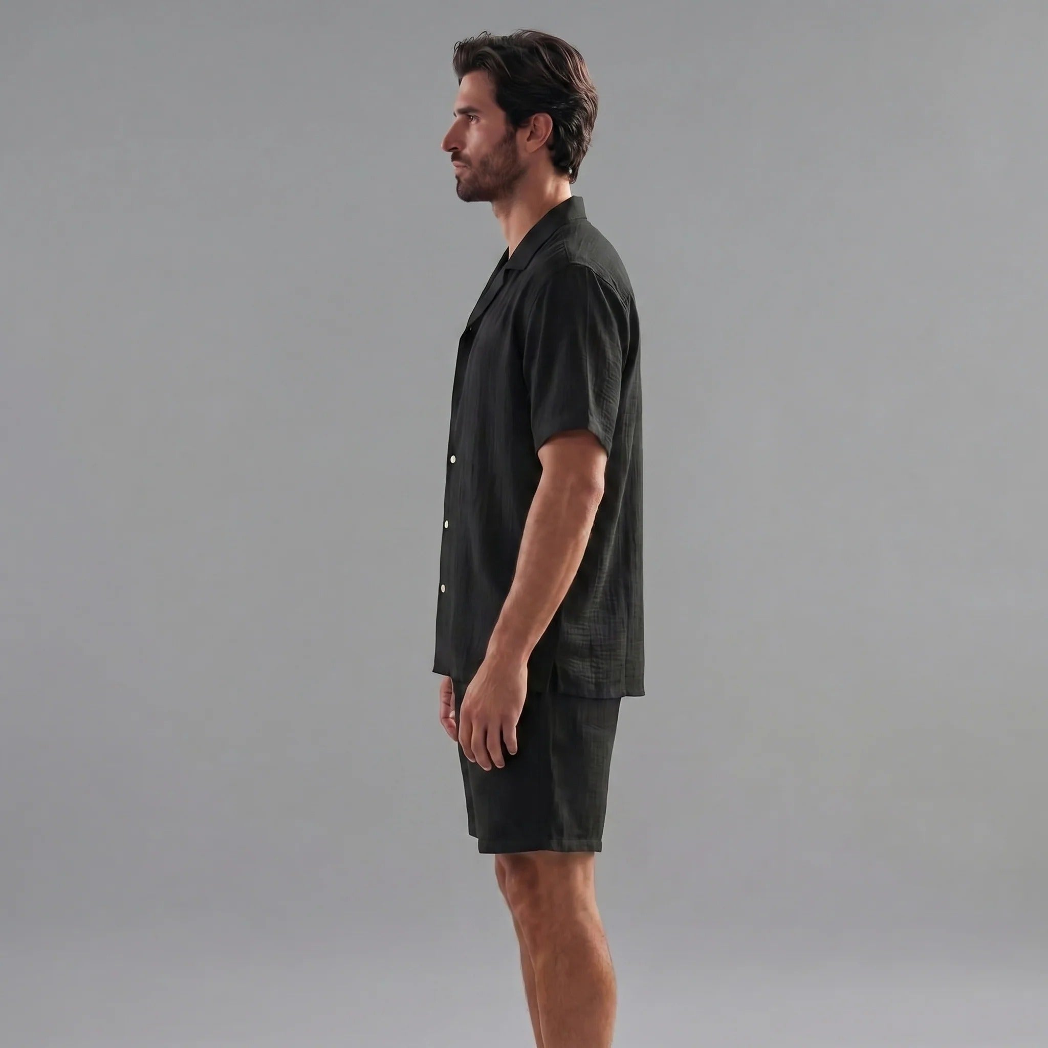 The Perugia Men's Casual Linen Shirt & Shorts Summer Set