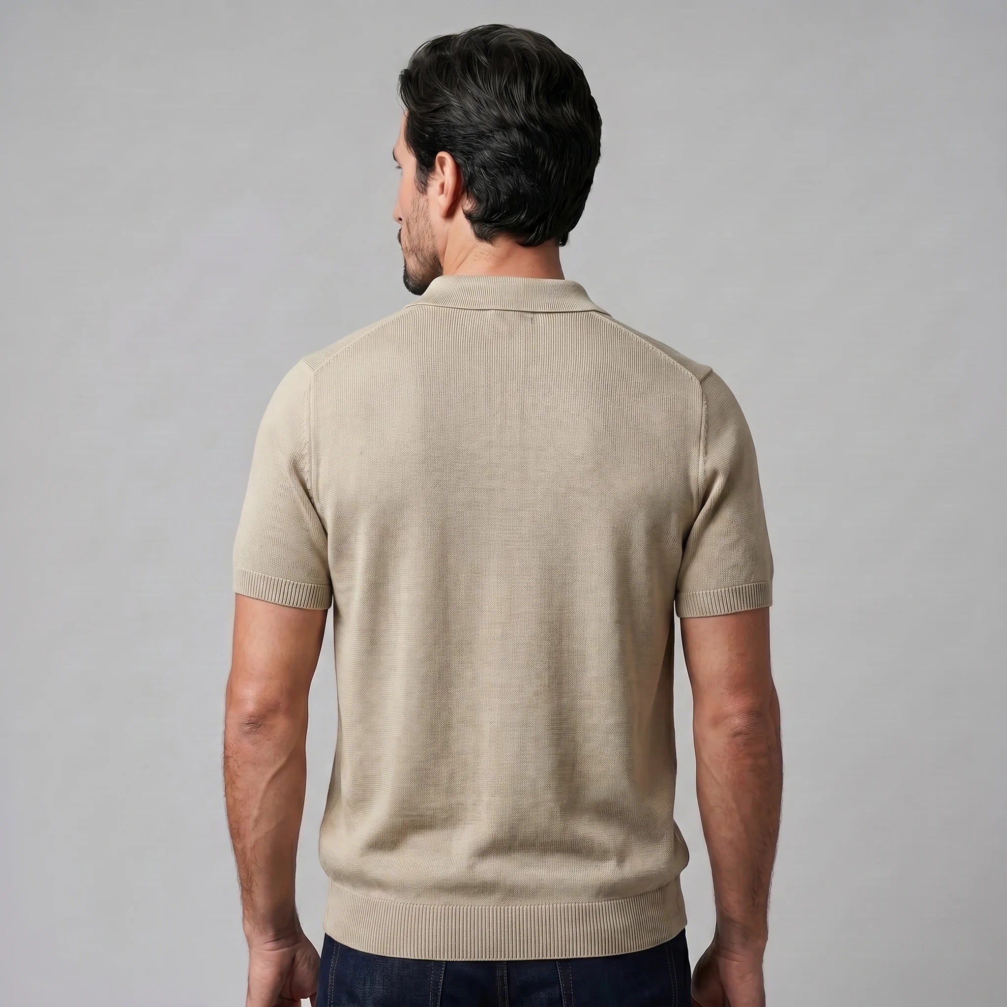 The Venetian Men's Smart Casual Knit Open Collar Polo Shirt