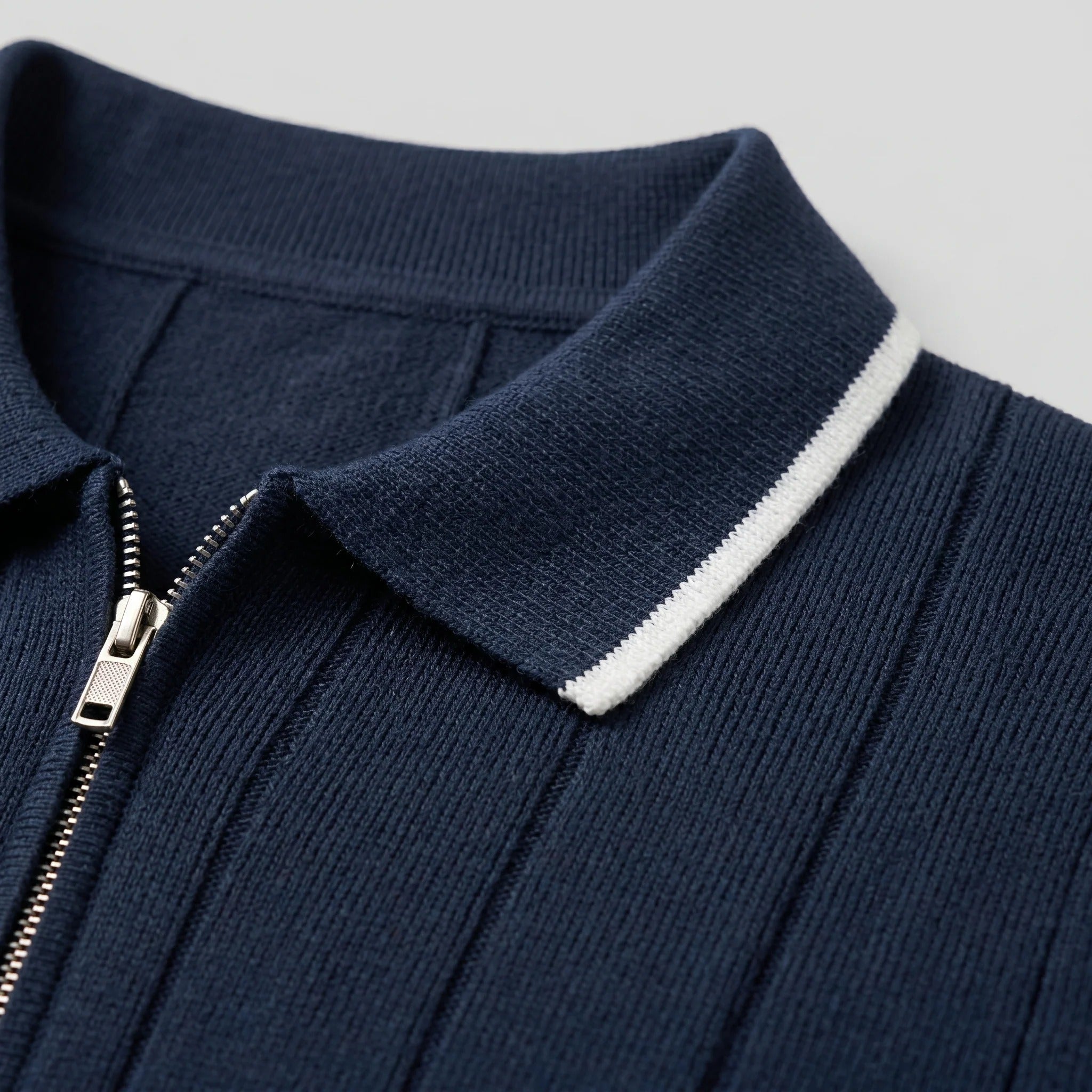 The Venezia Men's Smart Zip Neck Knit Polo Shirt