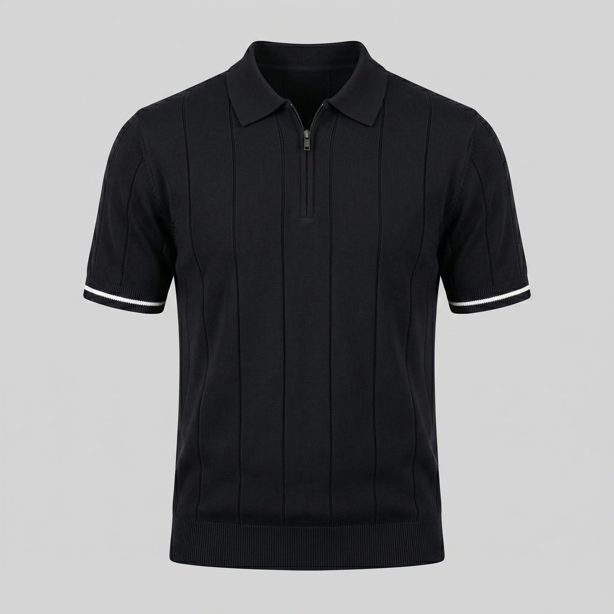 The Venezia Men's Smart Zip Neck Knit Polo Shirt