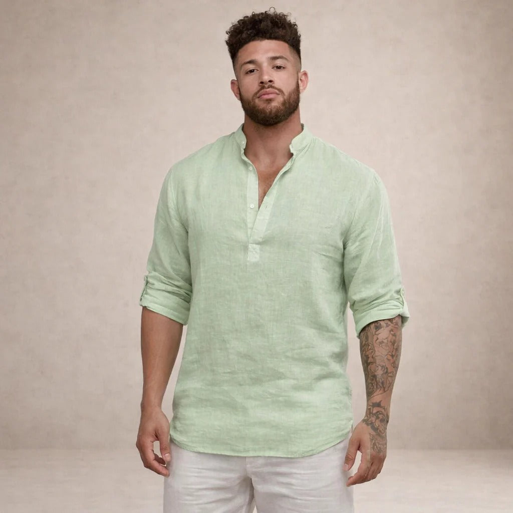 The Bolzano Men's Relaxed Fit Linen Henley Shirt