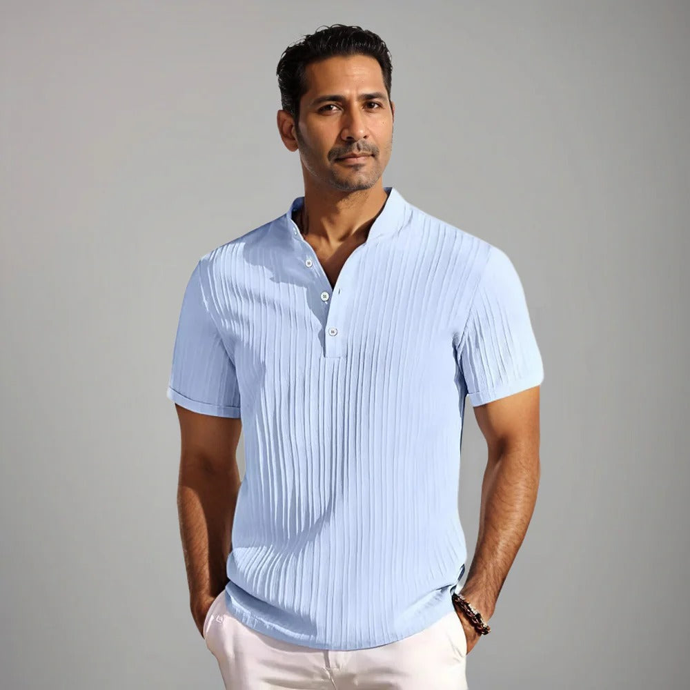 The Bentonville Men's Ribbed Stand Collar Polo Shirt