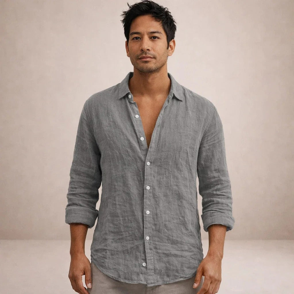 The Tuscany Men's Relaxed Fit Linen Button Up Shirt