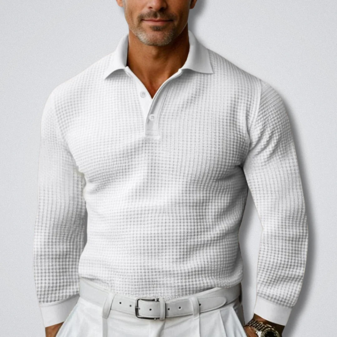 The Navona Men's Casual Long Sleeve Knit Polo Shirt