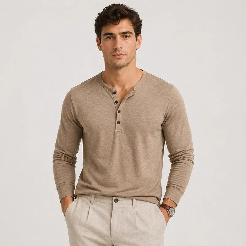The Sonoma Hills Men’s Soft Long Sleeve Henley Sweater