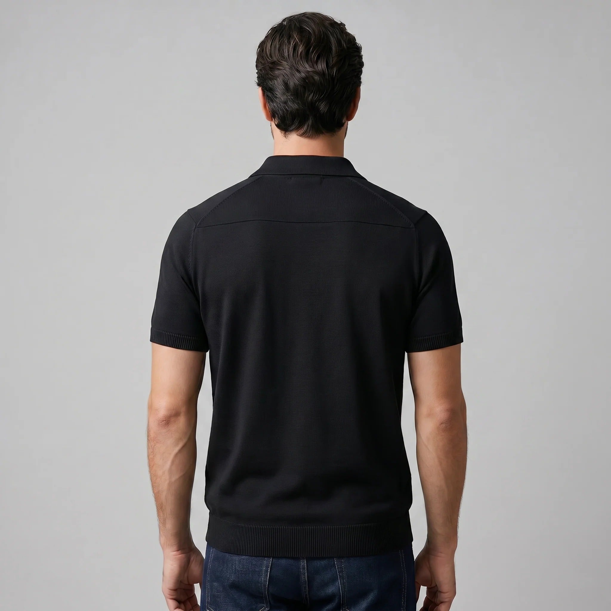 The Venetian Men's Smart Casual Knit Open Collar Polo Shirt