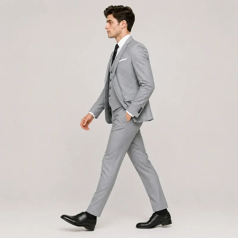 The Aspen Avenue Men’s Classic Tailored Three Piece Suit - Grey