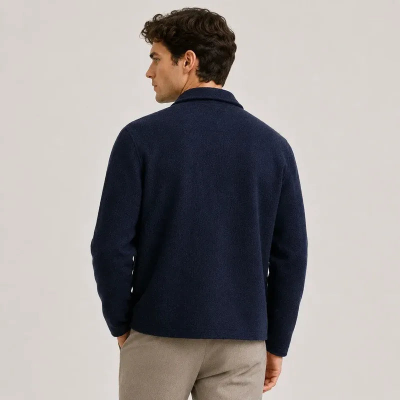 The Hamptons Men’s Casual Knit Cardigan Jacket - Navy Blue