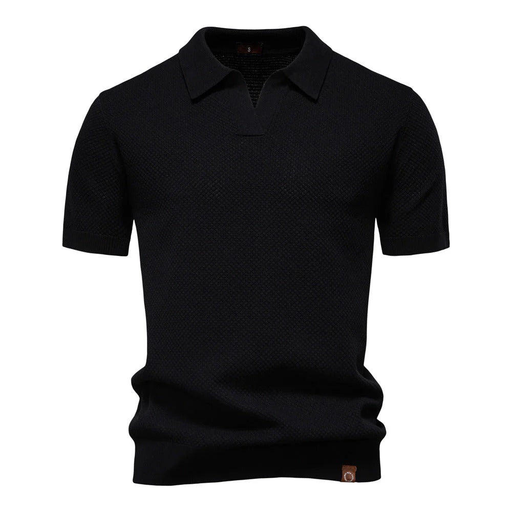 The Levanto Men's Smart Knit Open Collar Polo Shirt