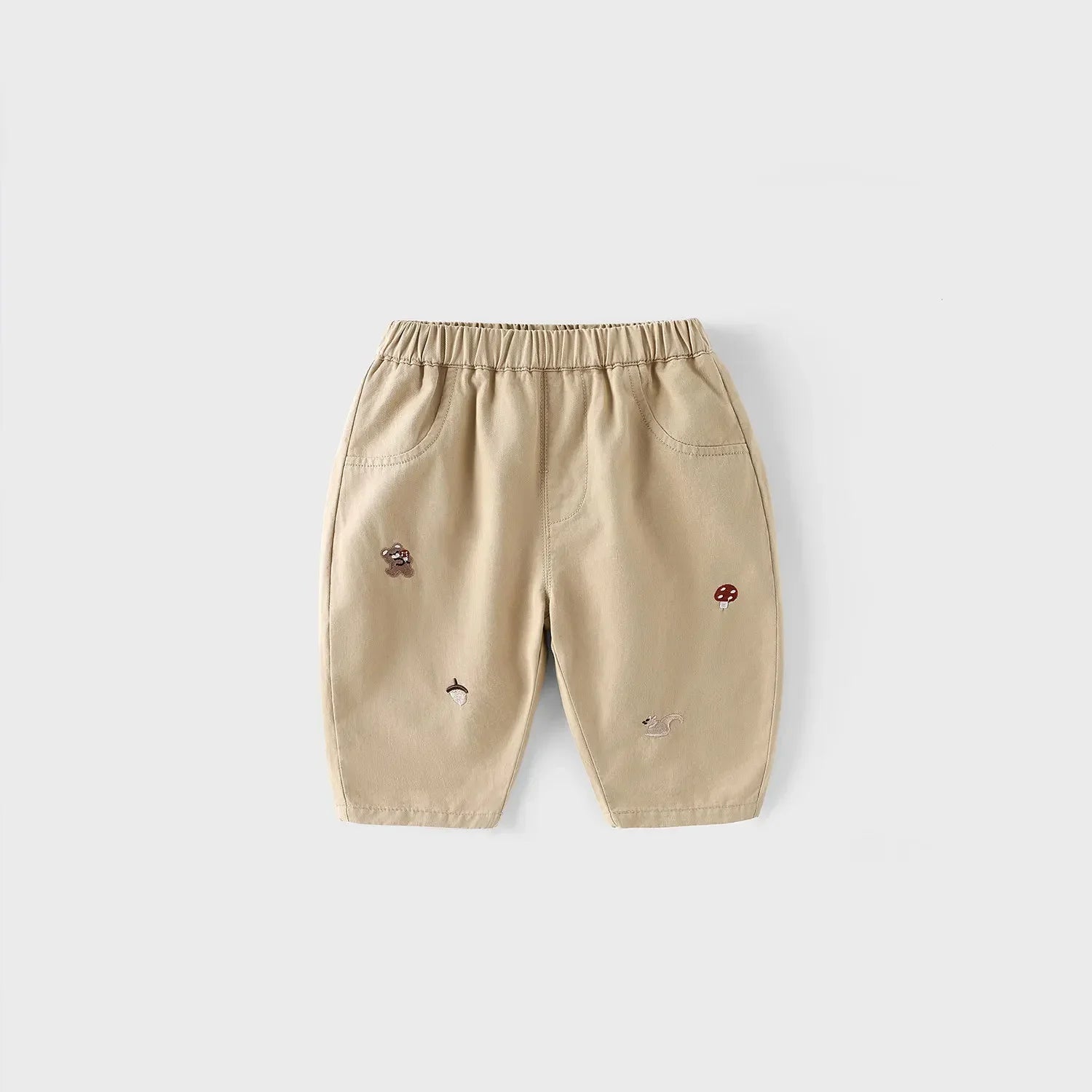 Baby Boys Embroidered Striped Harem Pants – Khaki