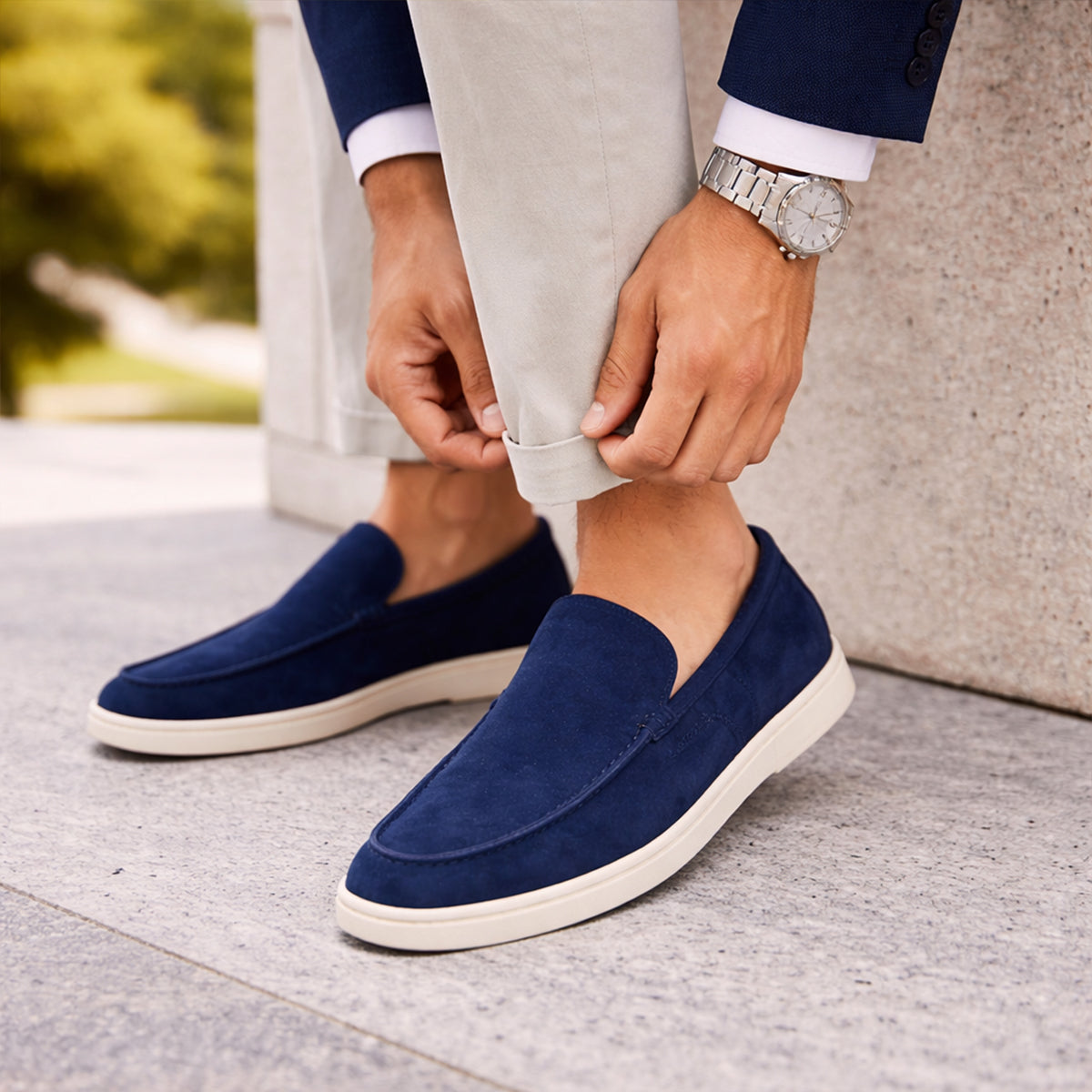The Hepburn Men’s Casual Suede Loafers with Rubber Sole