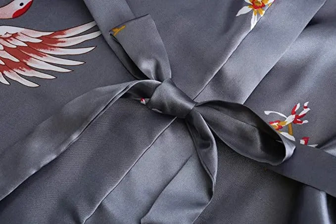 Women's Printed Satin Robe, Knee Length