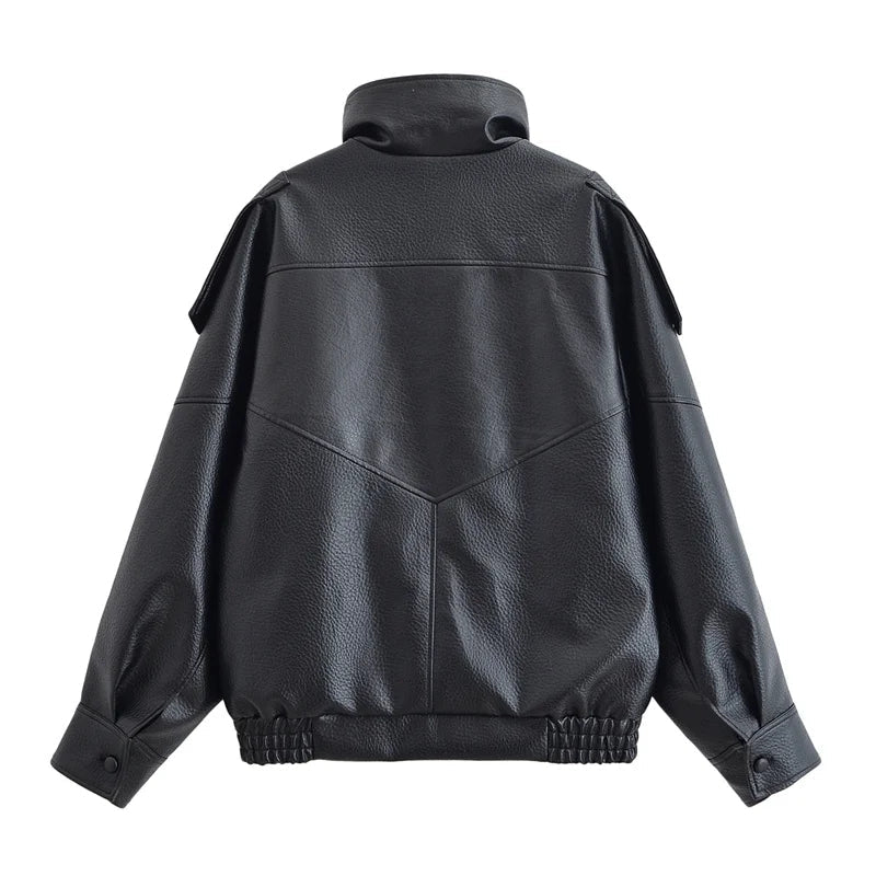 Women's Minimal Faux Leather Jacket