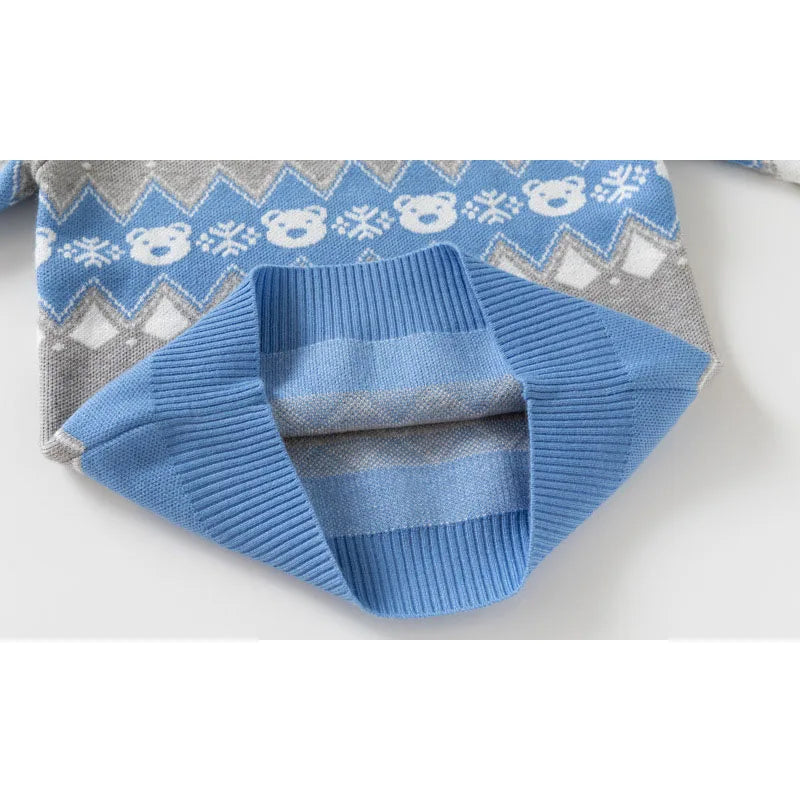 SoHo Kids Quarter Zip Geometric Warm Sweater