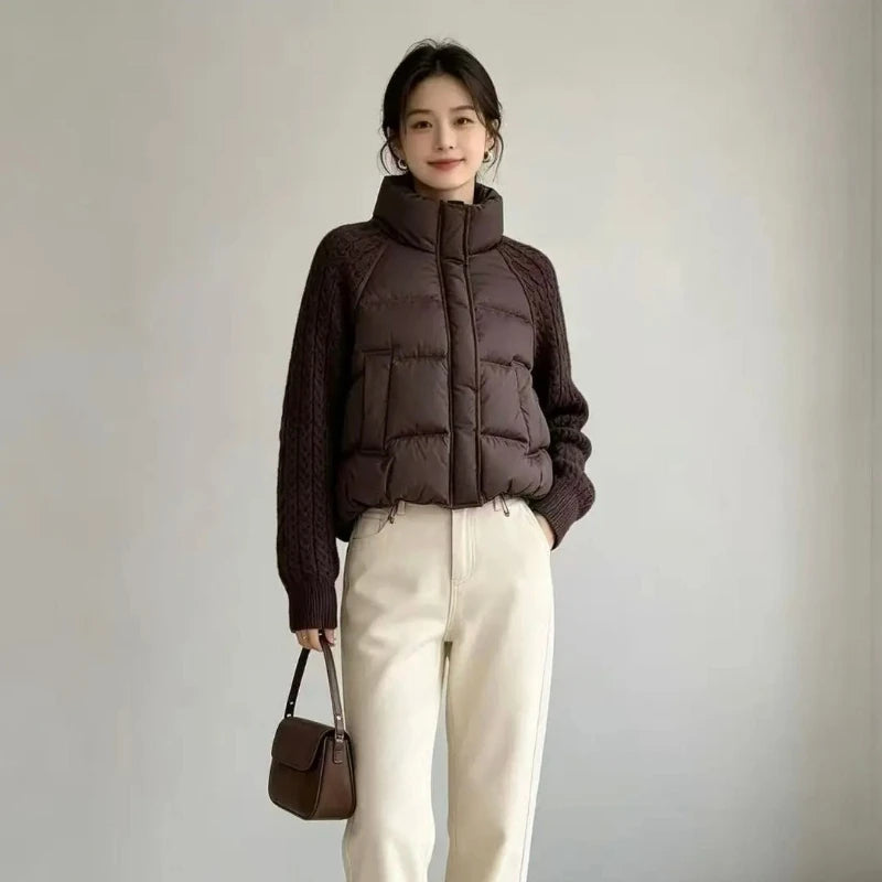 Women's Two Texture Puffer, Quilted and Knit