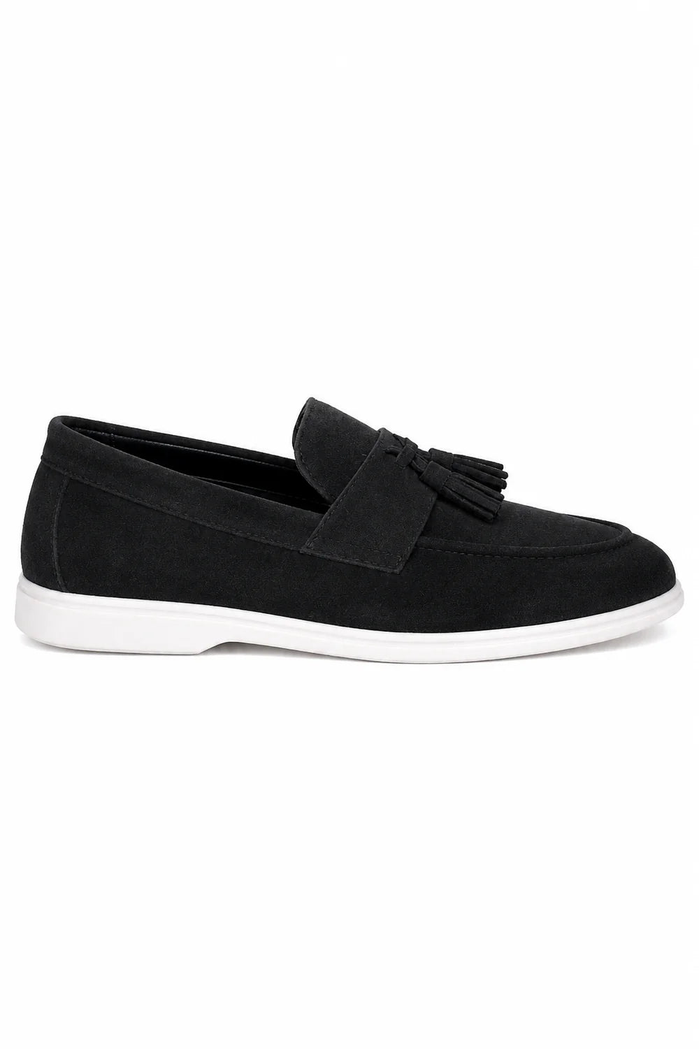 The Prescott Men's Suede Tassel Slip On Loafers - Black