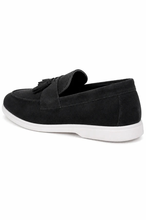 The Prescott Men's Suede Tassel Slip On Loafers - Black