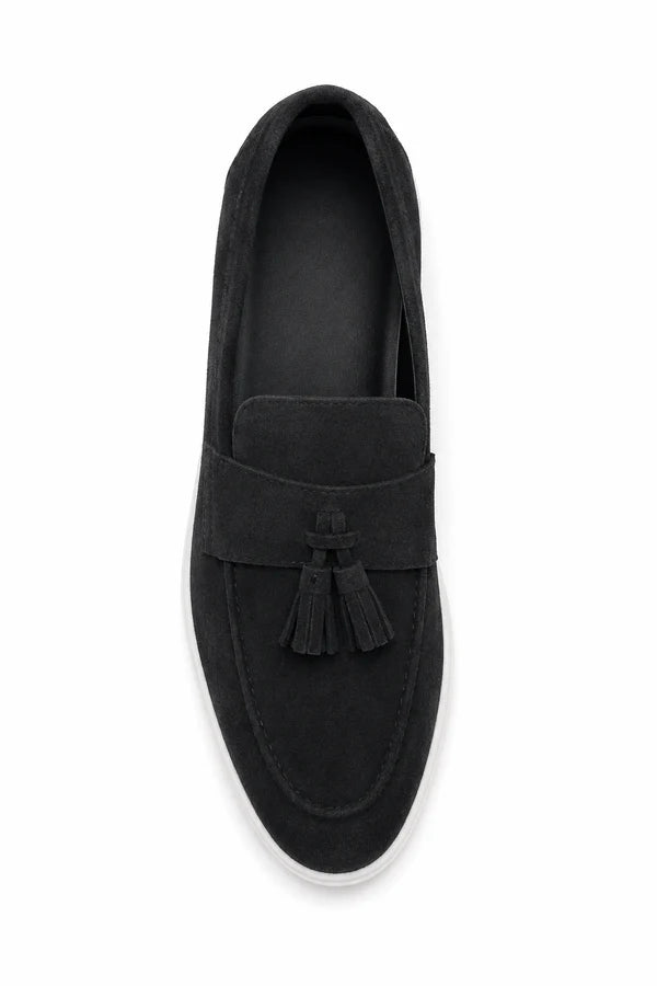 The Prescott Men's Suede Tassel Slip On Loafers - Black