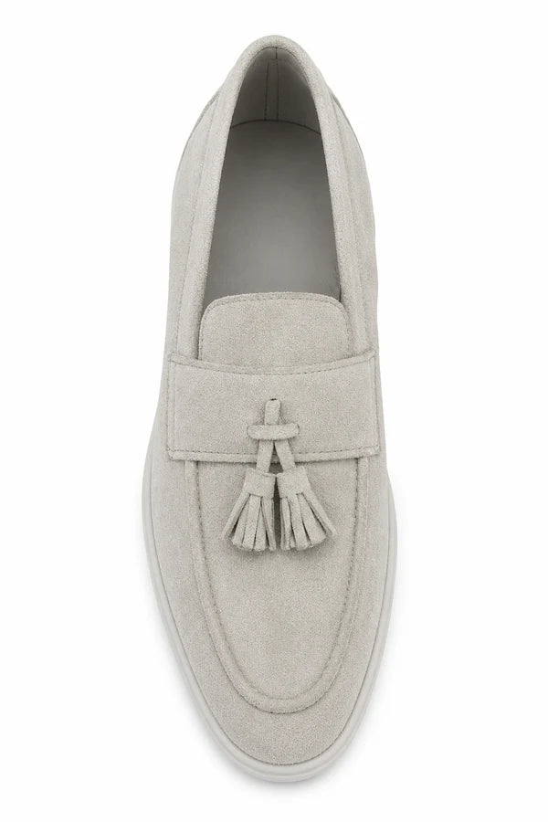 The Prescott Men's Suede Tassel Slip On Loafers - Gray