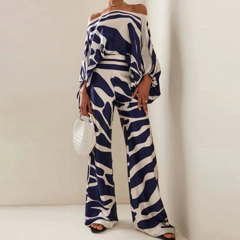 Women's Abstract Print Satin Summer Set