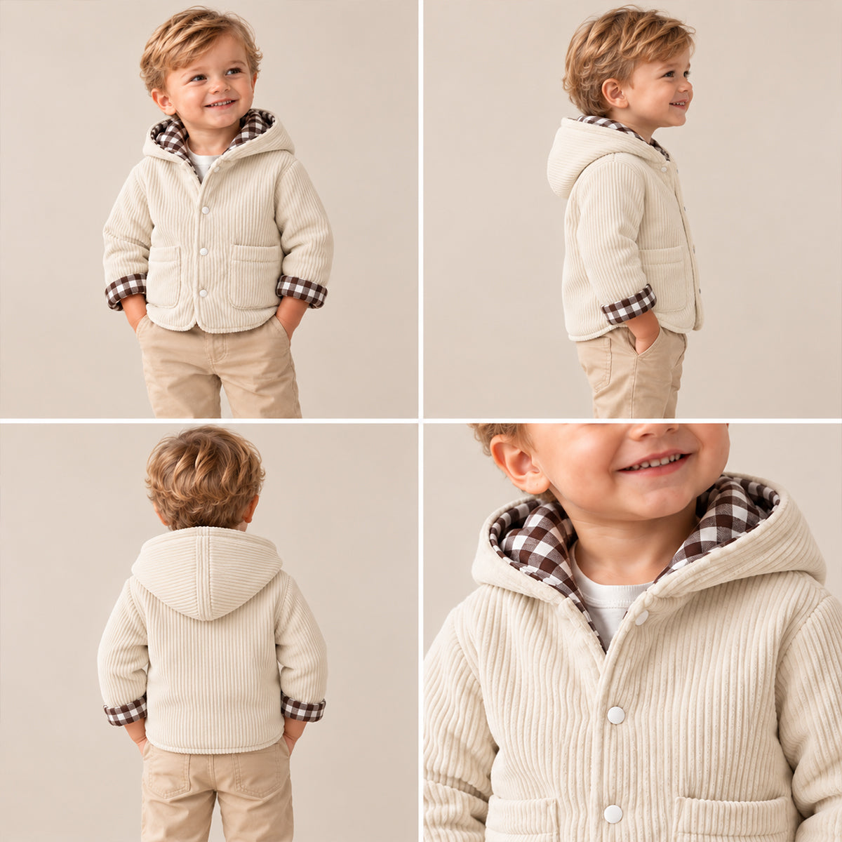SoHo Kids Plaid Reversible Hooded Jacket