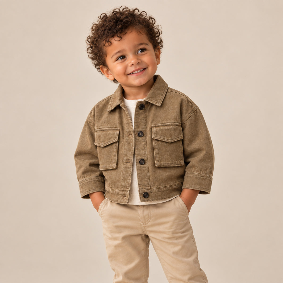 SoHo Kids Button Up Utility Coat with Chest Pockets