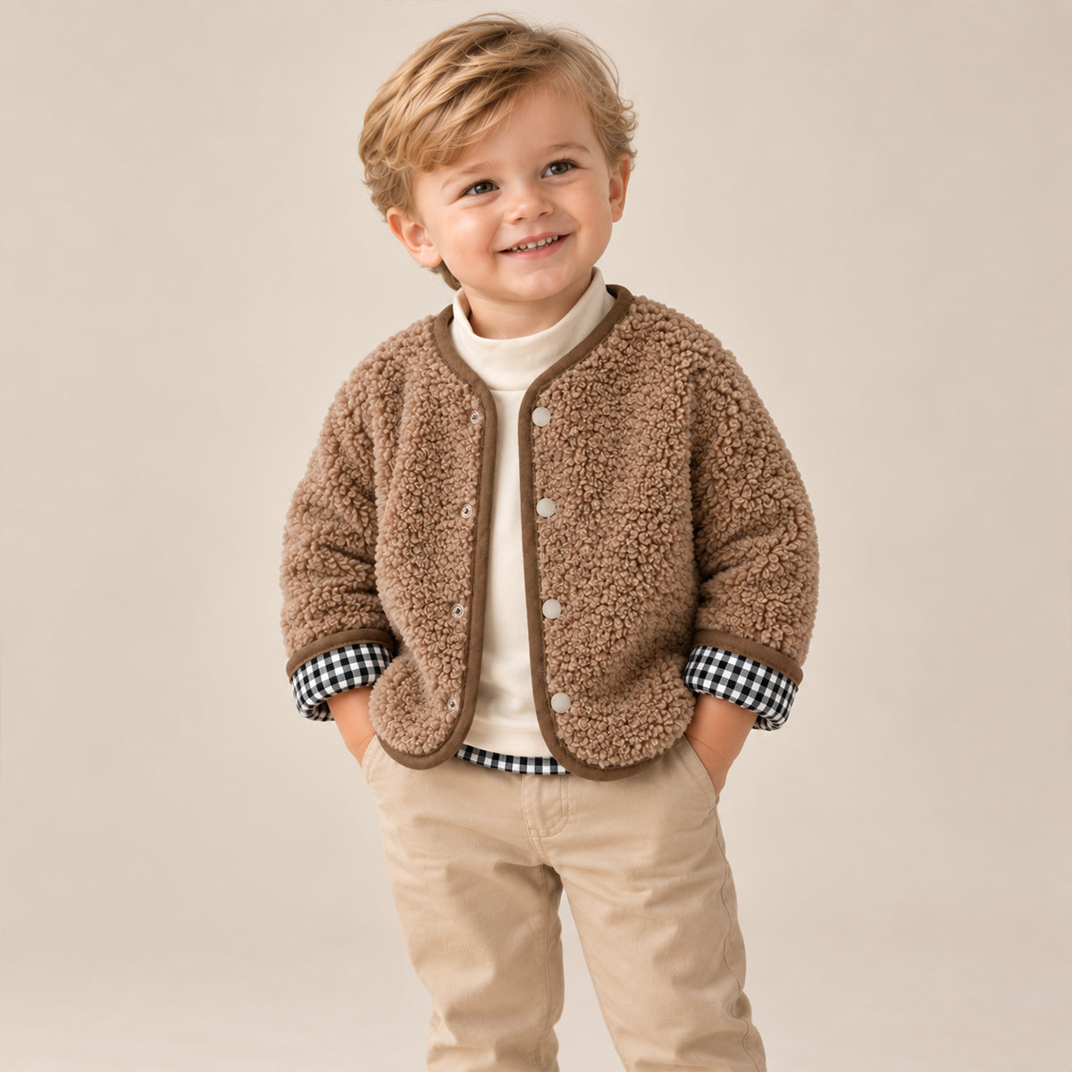 SoHo Kids | Unisex Plaid Fleece Reversible Sherpa Jacket