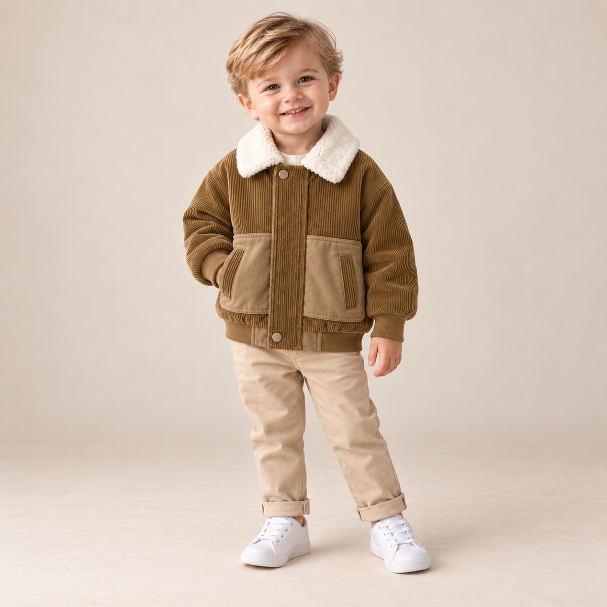SoHo Kids Zip Up Corduroy Sherpa Jacket