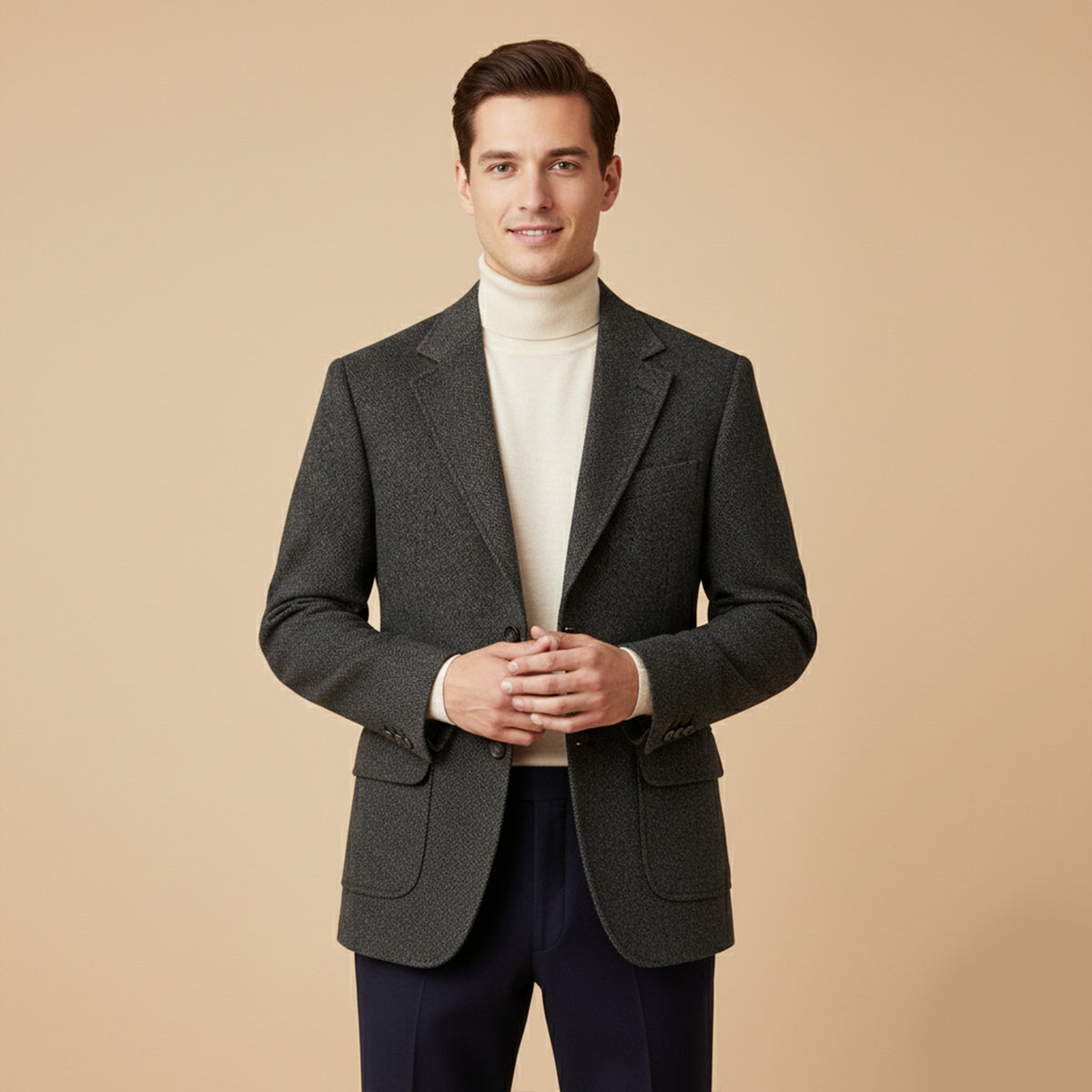 The Genoa Men’s Single Breasted Fishbone Tweed Blazer Jacket