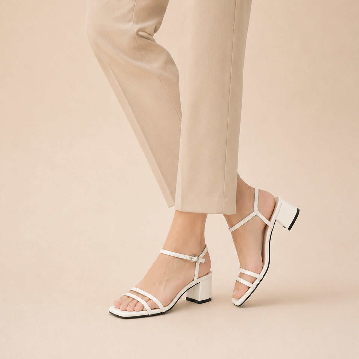 Women's Strappy Block Heel Sandals with Ankle Strap