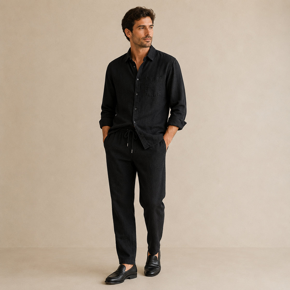 The Monferrato Men’s Linen Shirt and Pants Set – Casual Two Piece Outfit