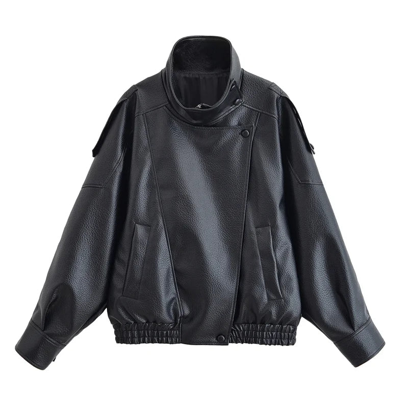 Women's Minimal Faux Leather Jacket