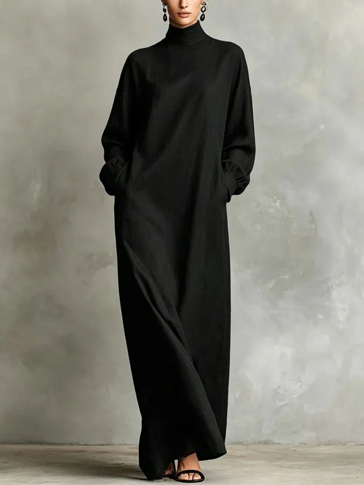 Women's Floor Length Dress with High Neck