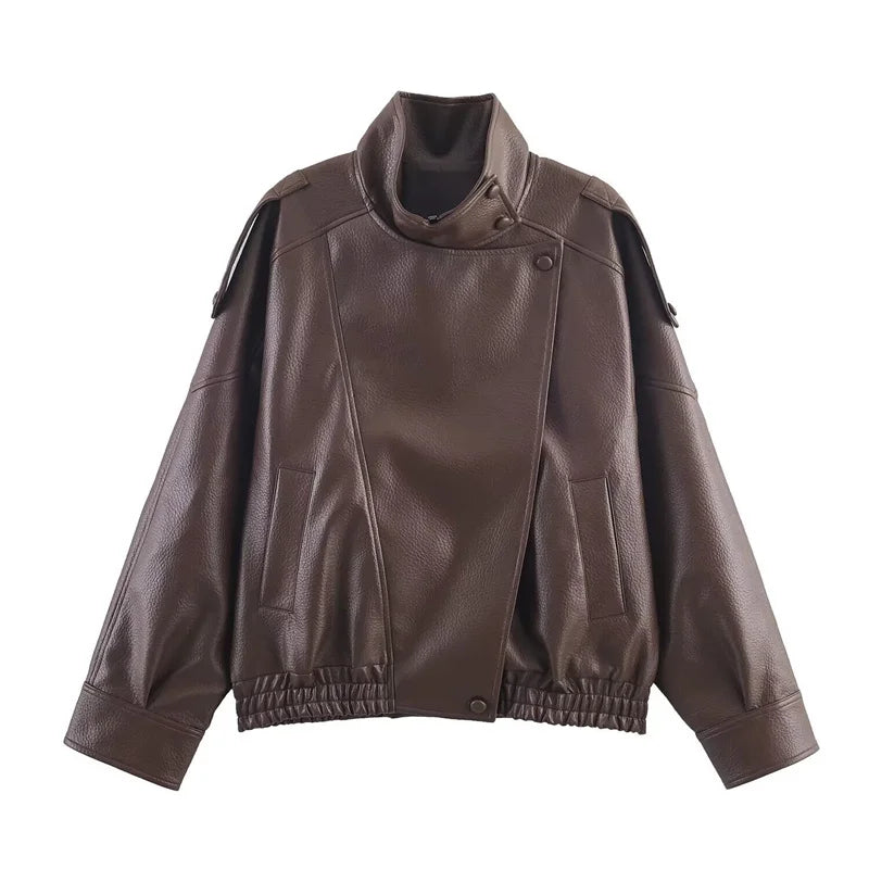 Women's Minimal Faux Leather Jacket