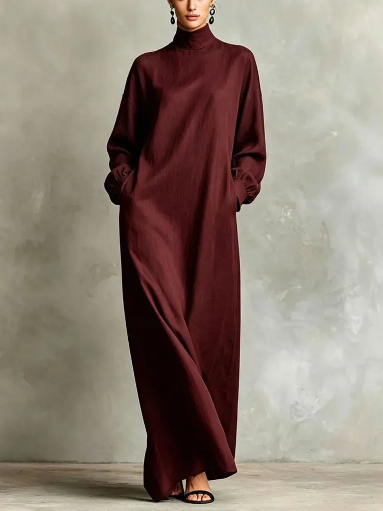 Women's Floor Length Dress with High Neck