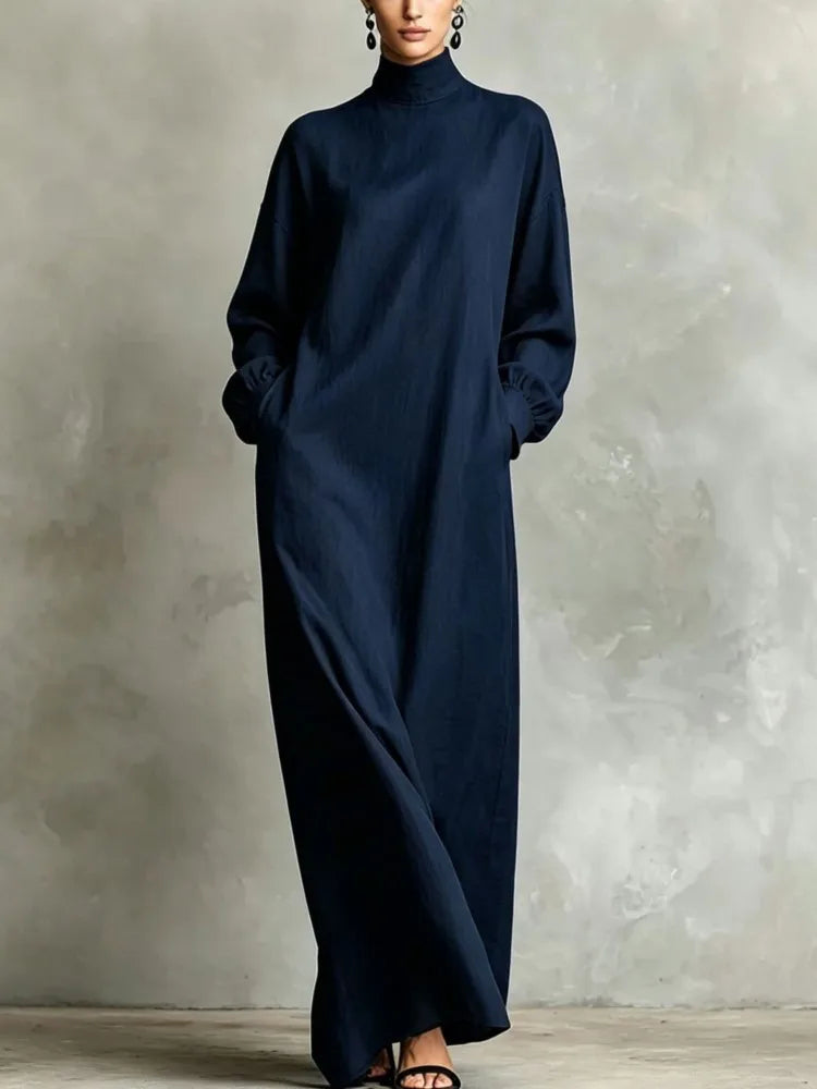 Women's Floor Length Dress with High Neck
