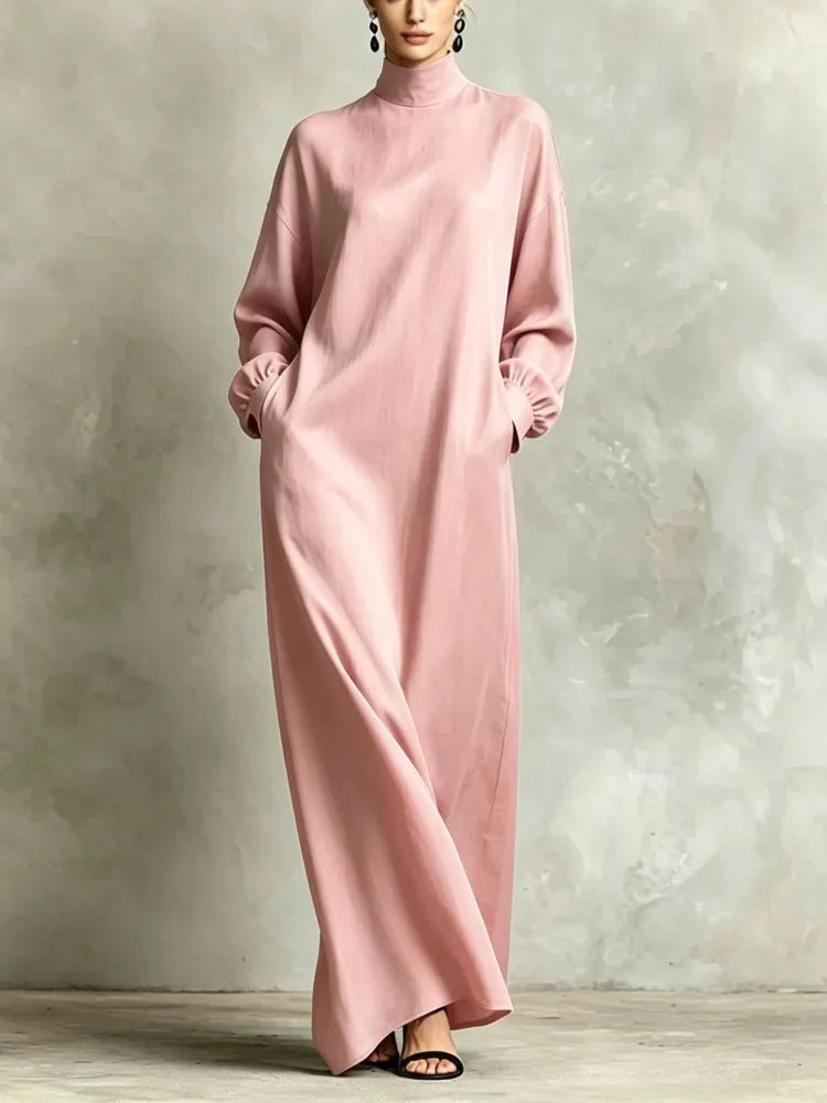 Women's Floor Length Dress with High Neck