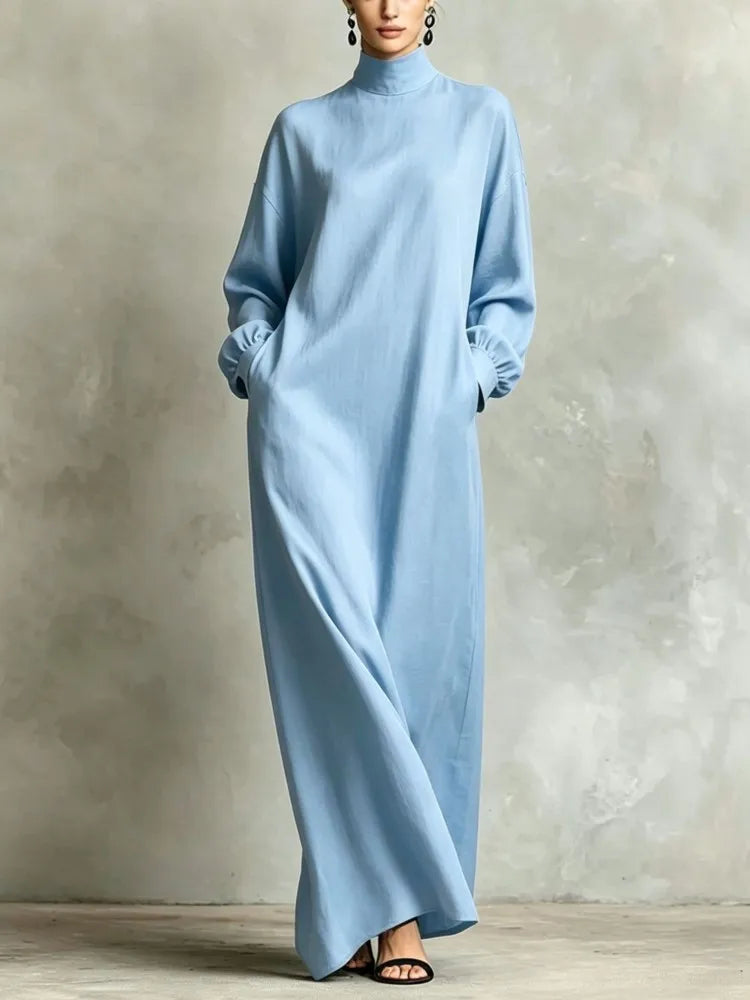 Women's Floor Length Dress with High Neck
