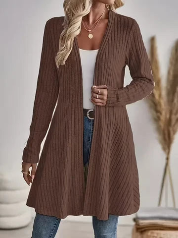 Women's Trendy Ribbed V Neck Long Cardigan