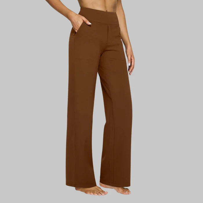 Women's High Waist Stretch Wide Leg Trousers with Relaxed Fit
