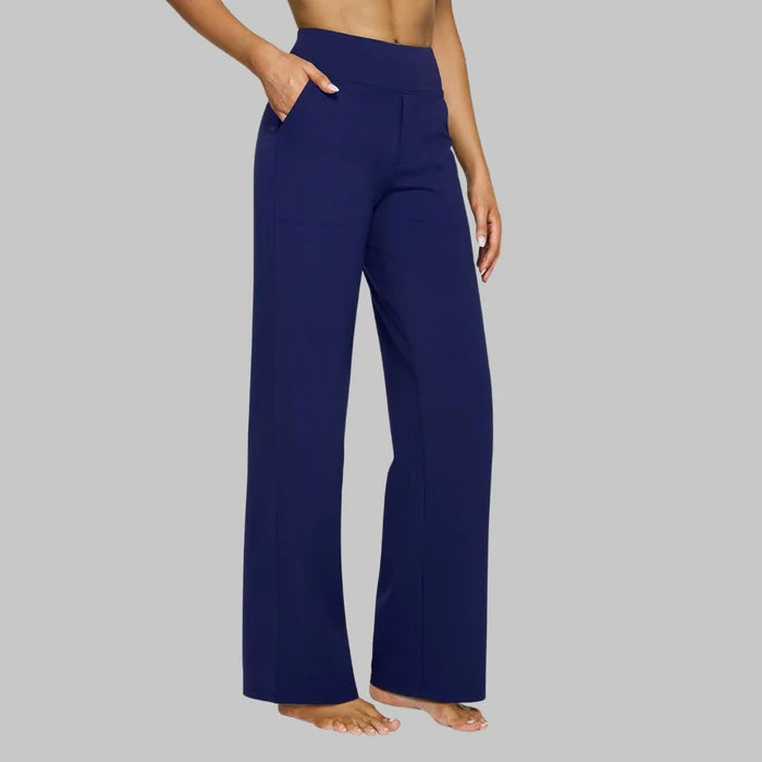 Women's High Waist Stretch Wide Leg Trousers with Relaxed Fit