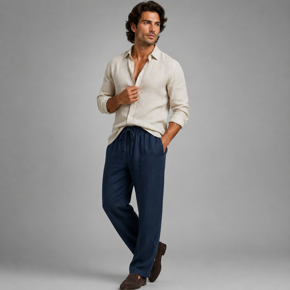 The Circular Quay Men’s Casual Elastic Waist Loose Fit Linen Pants