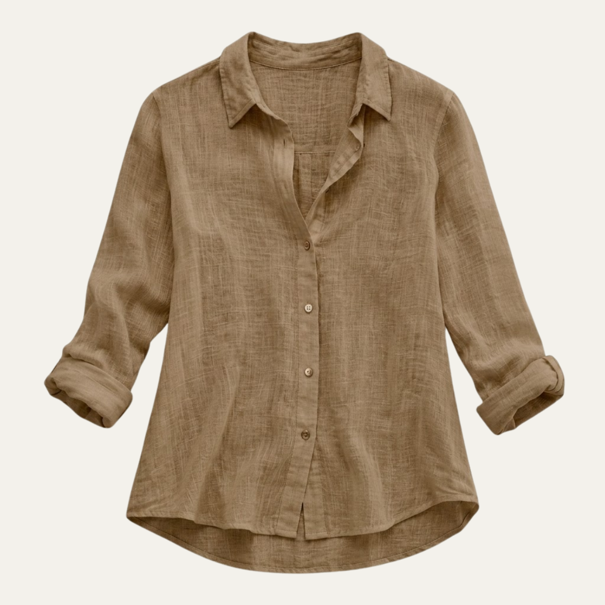Summer Linen Blend Button Up Blouse