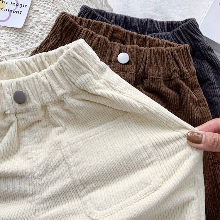 Unisex  Loose Fit Casual Corduroy Pants