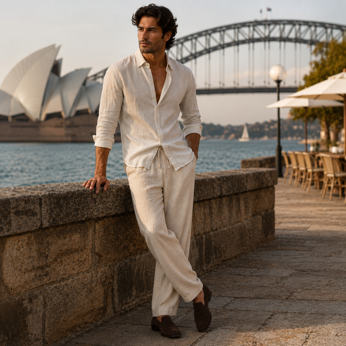 The Circular Quay Men’s Casual Elastic Waist Loose Fit Linen Pants